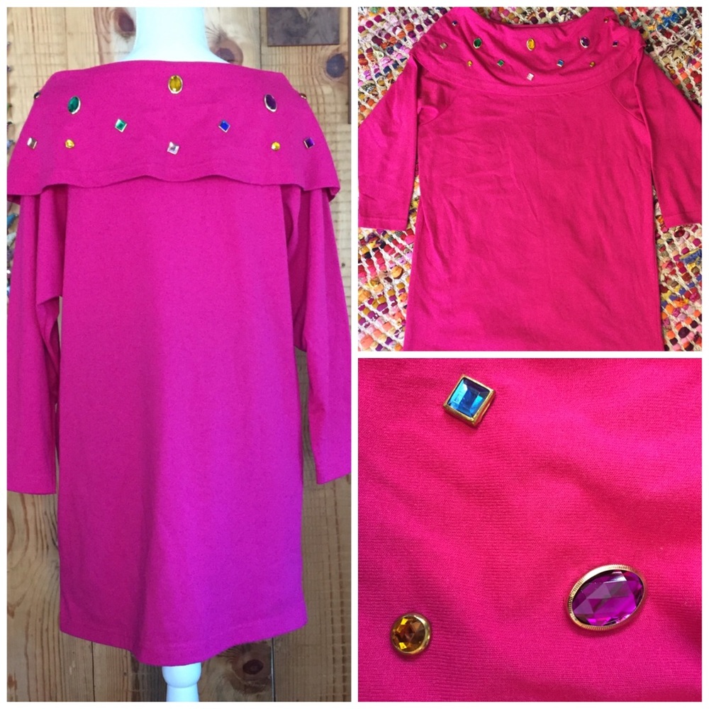 80s Jeweled Pink Tunic - Picture 2 of 10